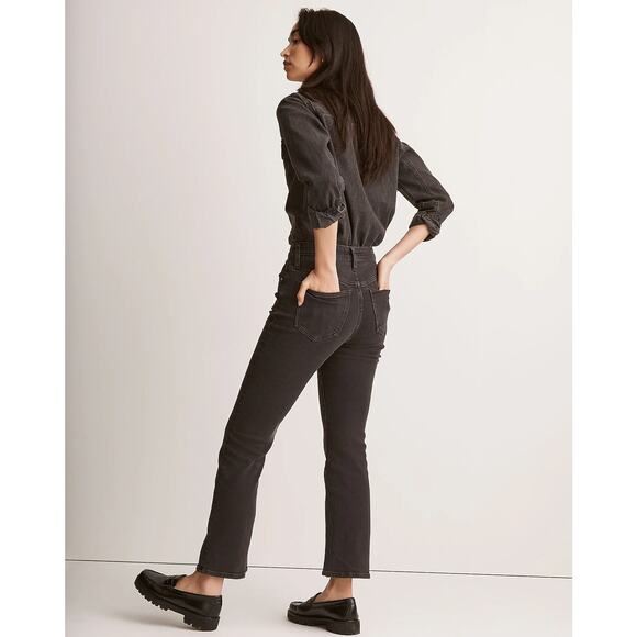 NWT Madewell Mid Rise Kick Out Jeans Black/Gray Wash Size 24 - Picture 2 of 8